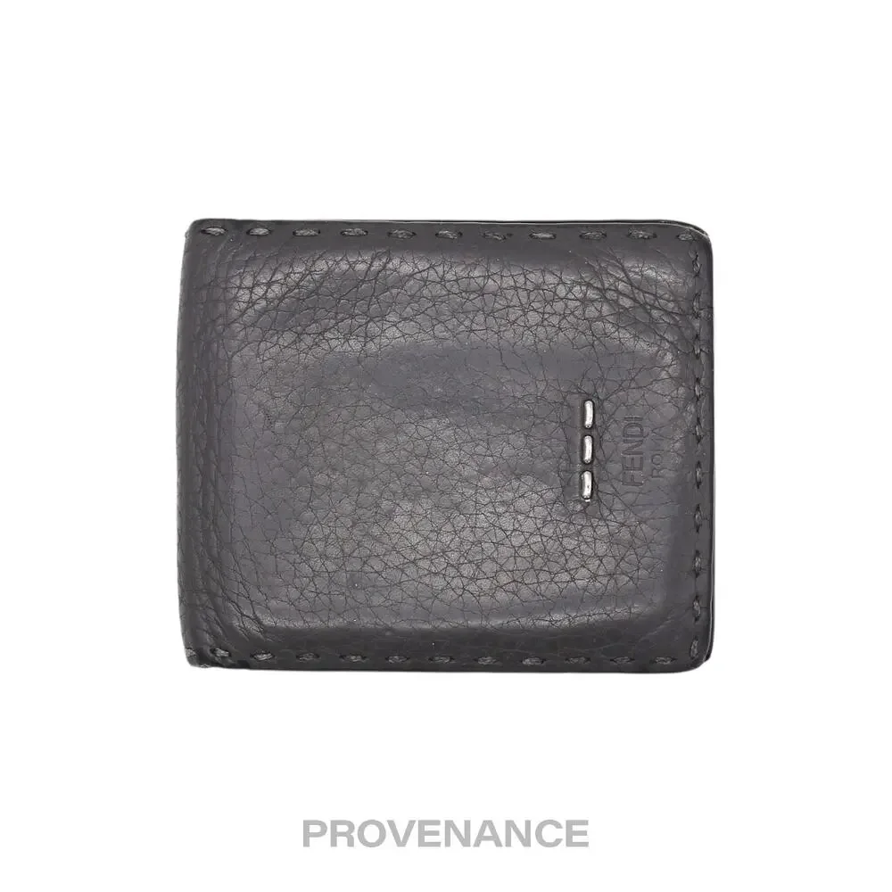 🔴 Fendi Selleria Bifold Wallet - Grey Roman Leather